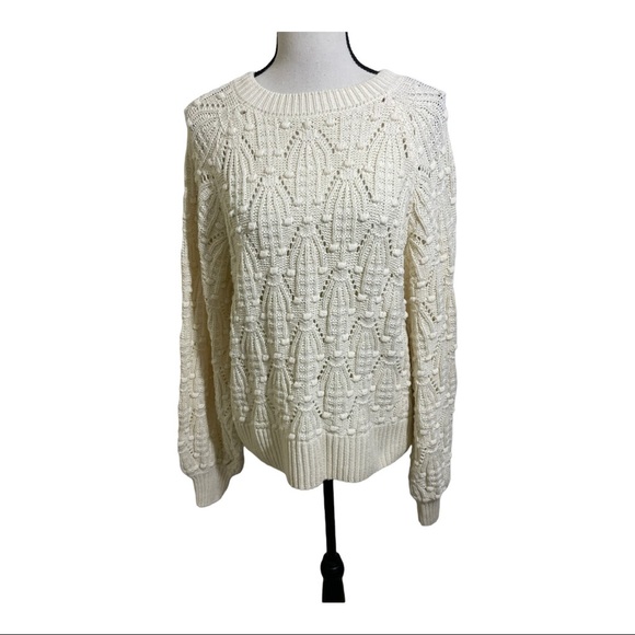 Jun & Ivy womens crewneck sweater Small off white Cotton - Picture 3 of 11
